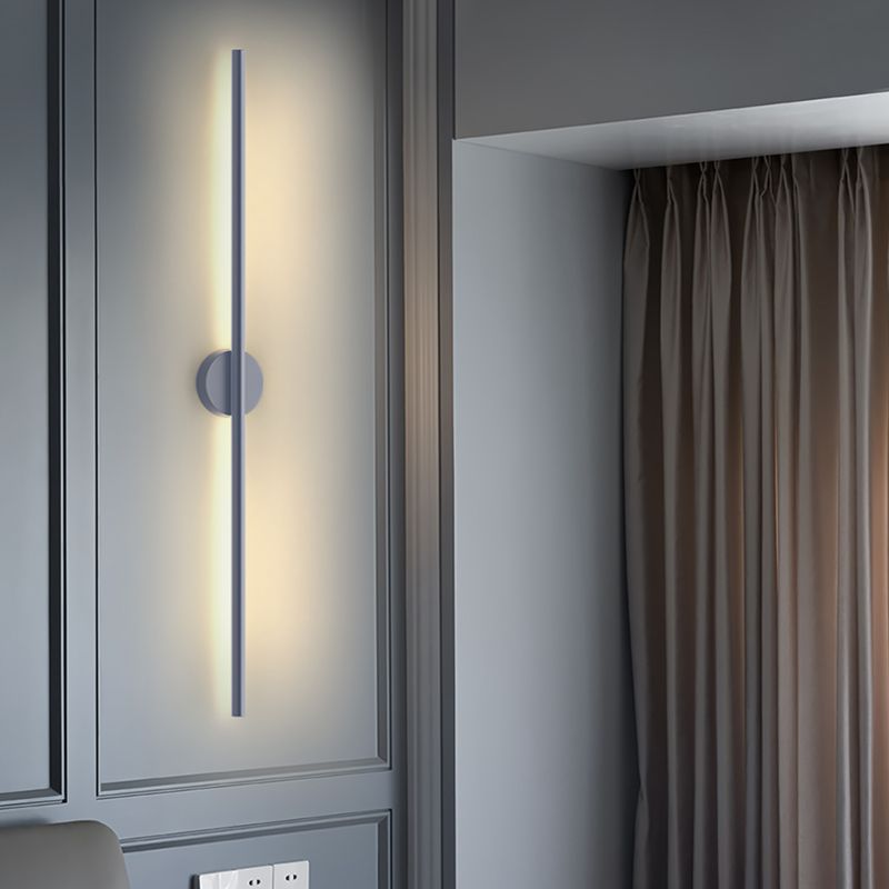 Zeitgenössische graue Wandleuchte gerade Form LED -Wandleuchten mit Metall für Schlafzimmer