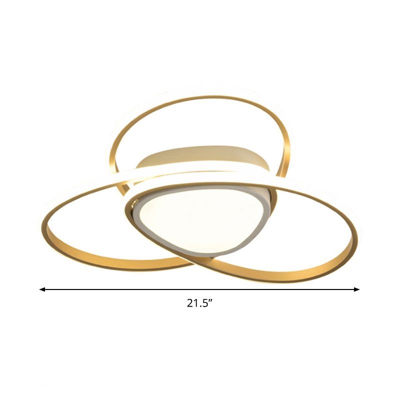 18"/21.5" W 3-Loop Acrylic Flush Mount Lamp Contemporary LED Gold Finish Ceiling Light, Warm/White Light/Remote Control Stepless Dimming