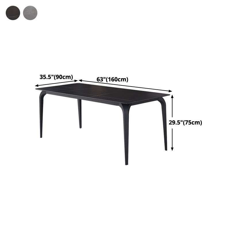 Rectangle 4 Legs Industrial Table Sintered Stone Fixed Table for Kitchen
