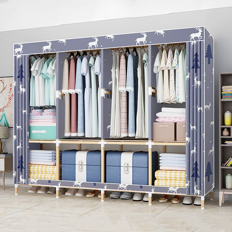 Contemporary Style Wardrobe Armoire Solid Wood Bedroom Wardrobe Closet with Shelves