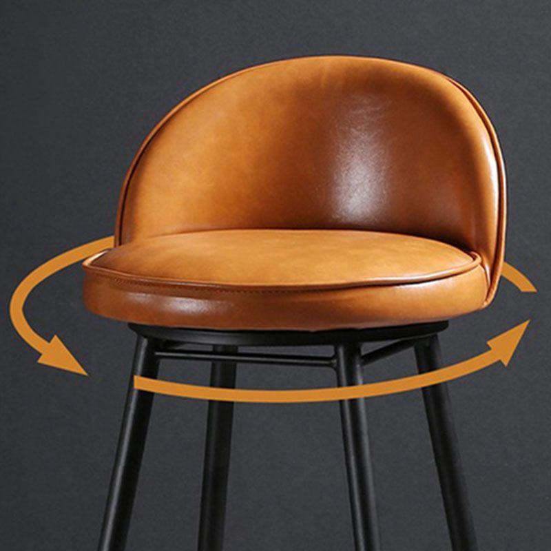 Industrial Leather Counter Stool for Home Round Barstools with Metal Base