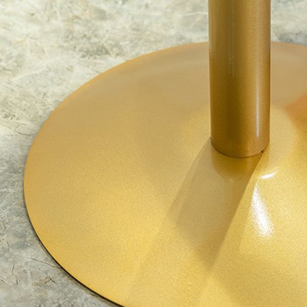 Glam White Faux Marble Bistro Table Indoor Gold Bar Table with Single Pedestal, Only Table