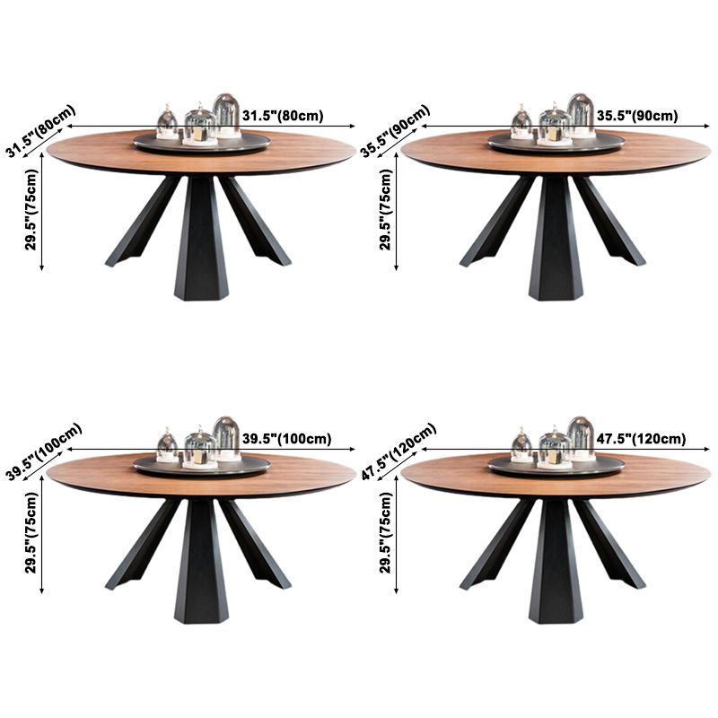 Minimalist Brown Standard Dining Table Solid Wood Round Table (without Lazy Susan)