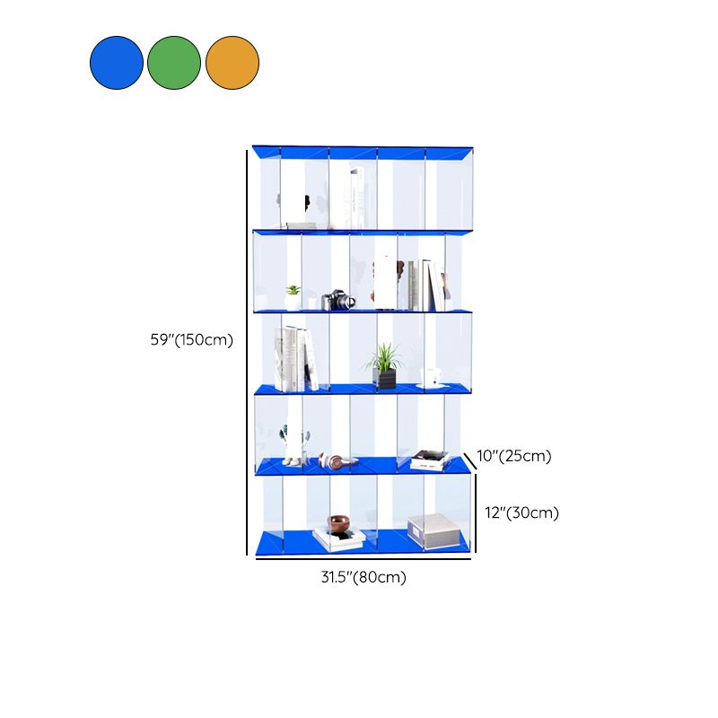 Contemporary Open Back Vertical Bookcase Acrylic Bookshelf with Shelves