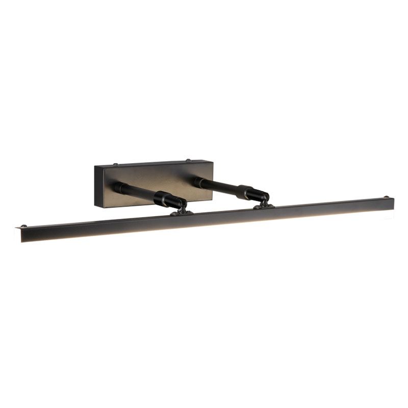 Metal Linear Wall Sconce Modern 1 Light Swing Arm Mirror Wall Mount Light Fixture in Black