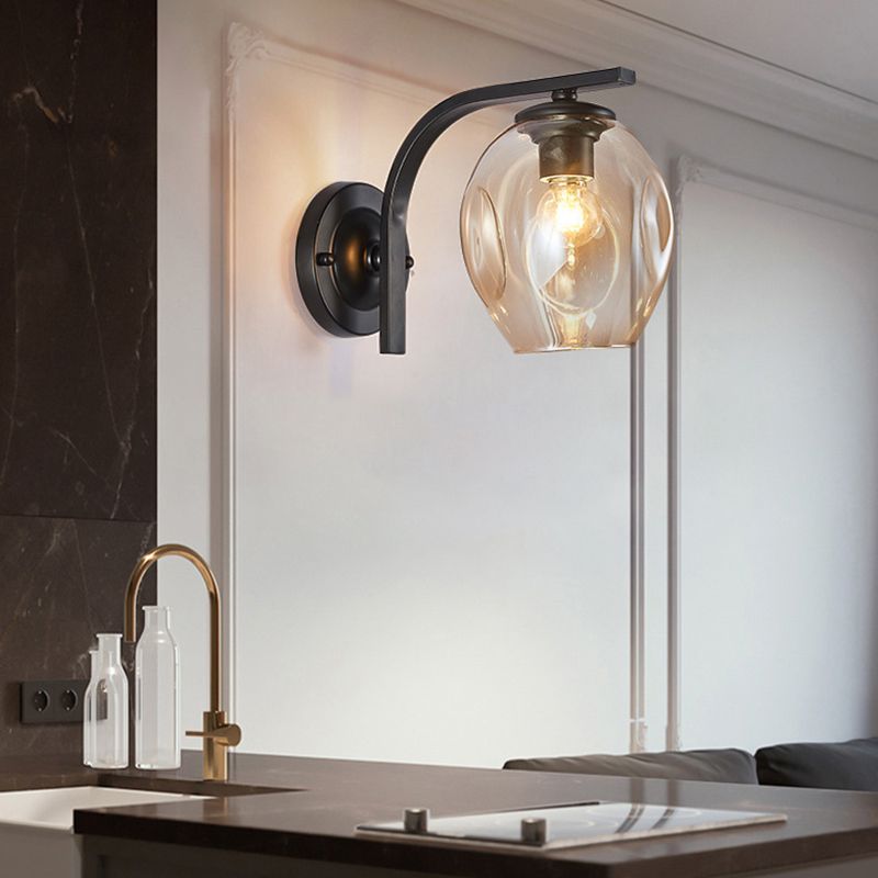 Black/Golden Lighting Contemporary Glass Shaded Wall Light for Room