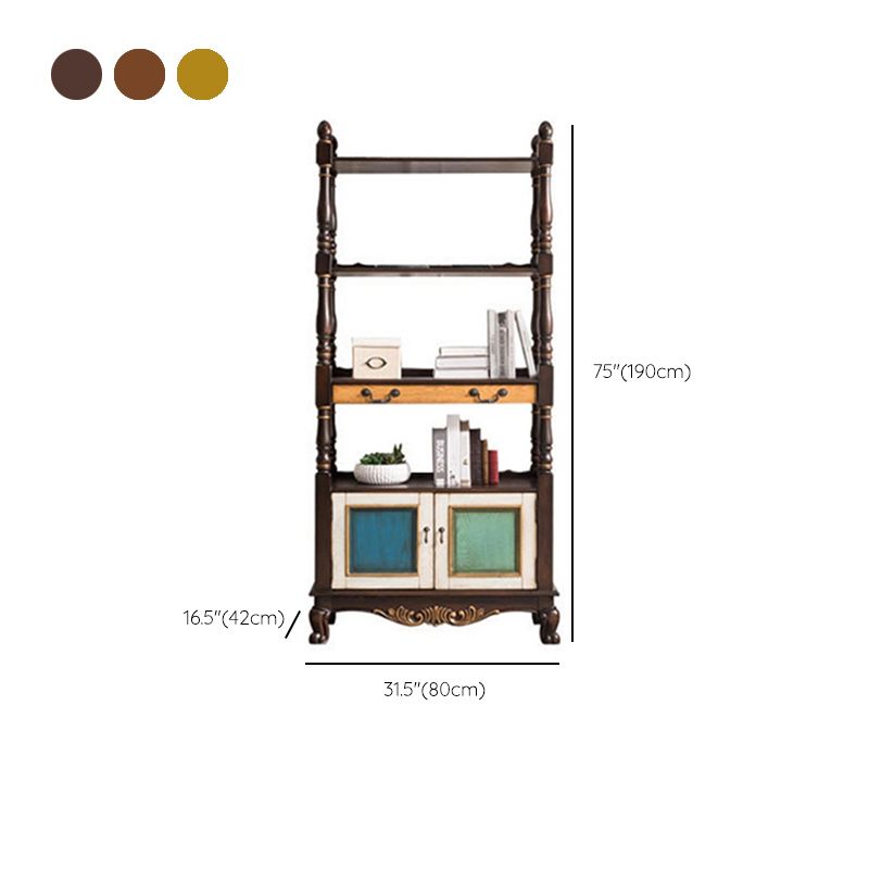 Industrial Rubberwood Chest with Doors Storage Cabinet with Shelves