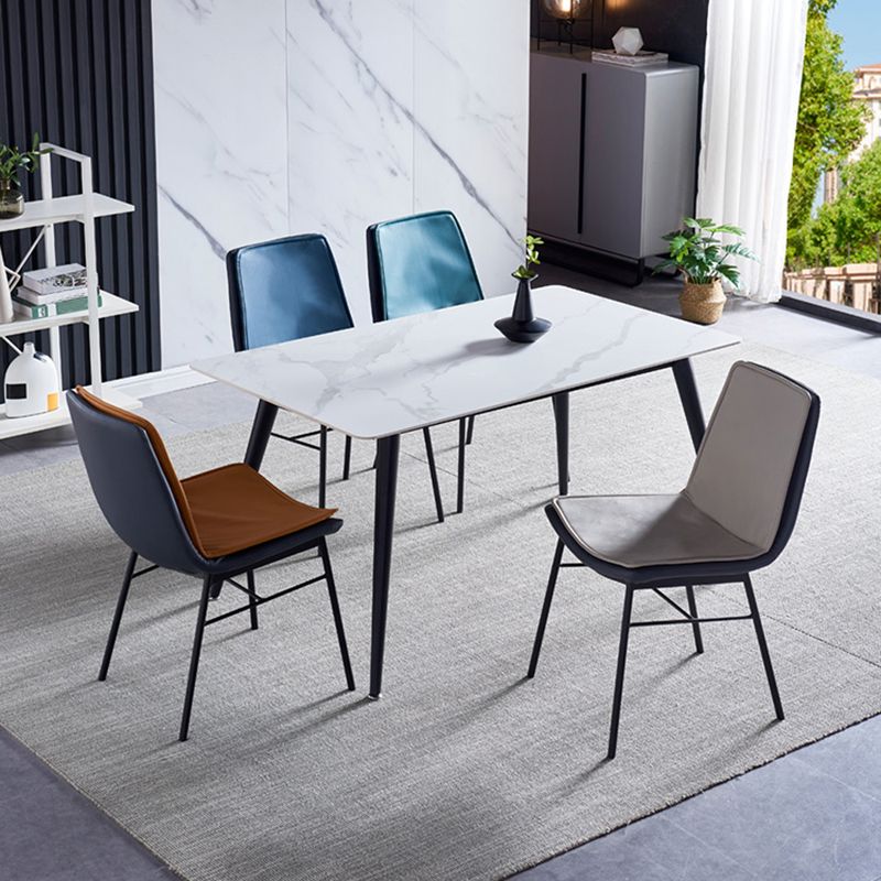 Imitación de cuero del diseño industrial que cena la silla sólida sin brazos de la parte posterior