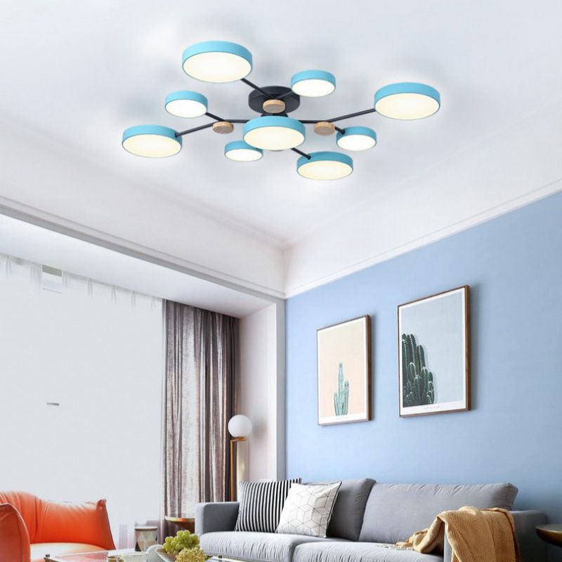 Multiple-Light Drum Flush Light Modern Metal Flush Mount Ceiling Light