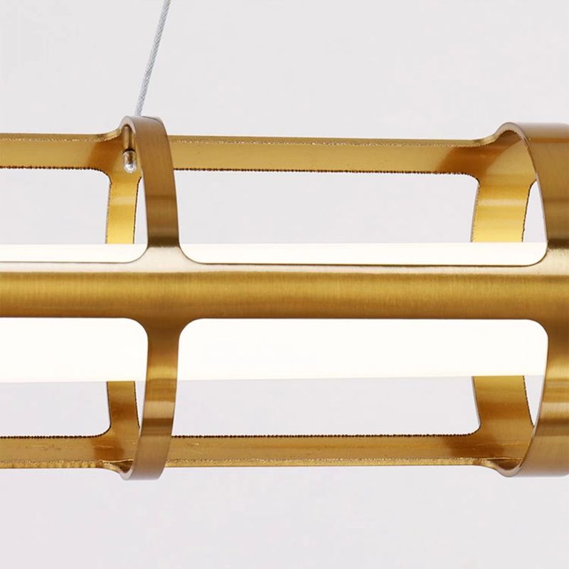Modern Metal LED Pendant Light Linear Shape Island Lamp with Acrylic Shade for Living Room