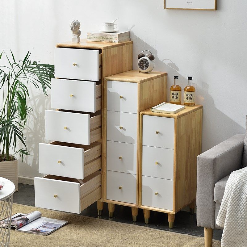 Modern Wood Cabinet Square Straight Legs Side Cabinet with Drawer