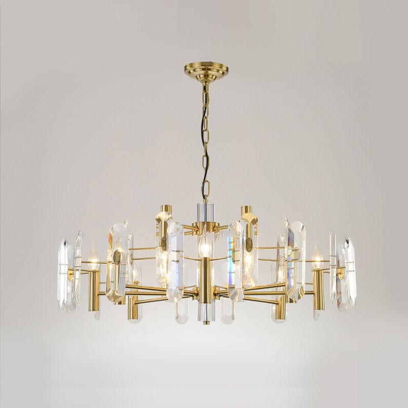 Modern Luxury Hanging Light Crystal Geometric Chandelier for Living Room