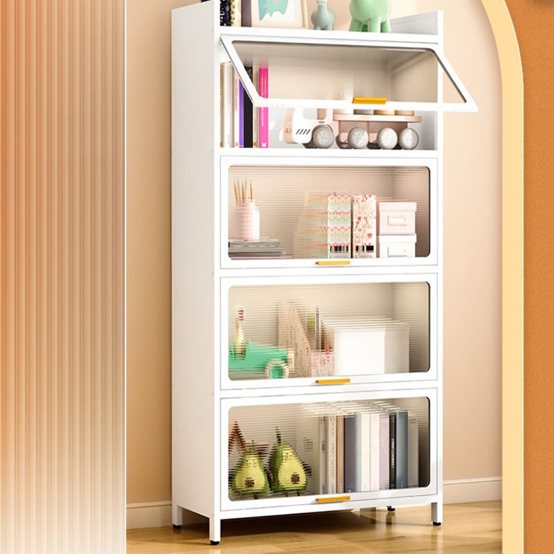 Metal Closed Back Bookcase Standard Glam Bookshelf with Cabinets