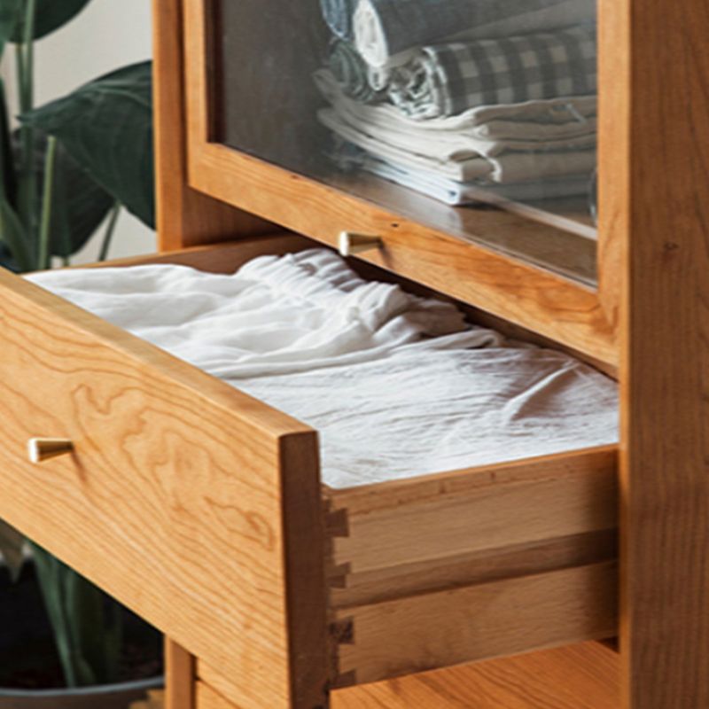Industrial Rectangle Accent Cabinet Solid Wood Storage Cabinet