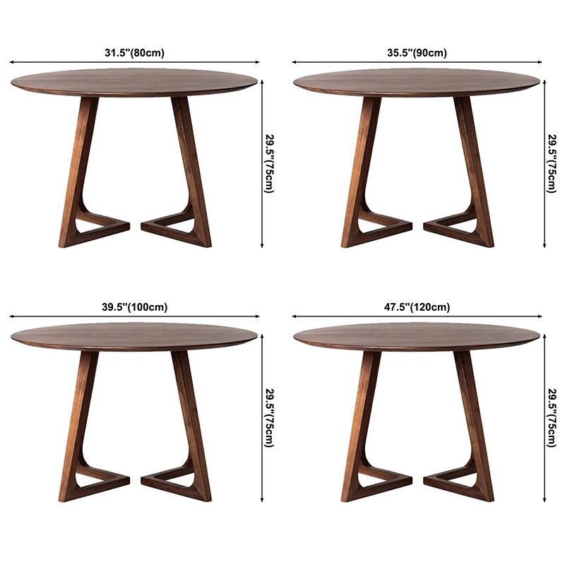 Round Pine Solid Wood Table Modern Dining Table with Double Pedestal for Restaurant