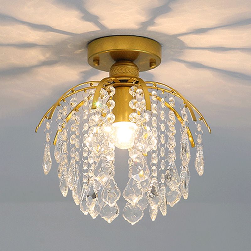 Contemporary Teardrop-Like Flush Light Fixture Crystal 1 Light Flush Mount Lighting
