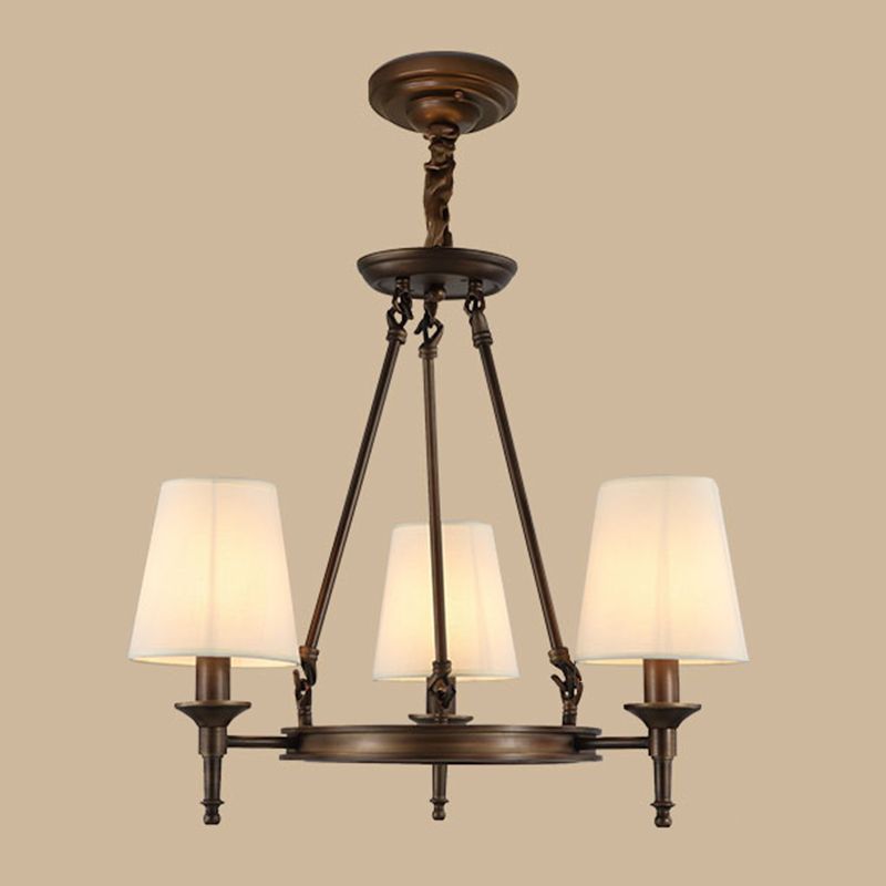 Wagon Wheel Light Fixture Traditional Multi-Head Chandelier Pendant Light with White Fabric Shade