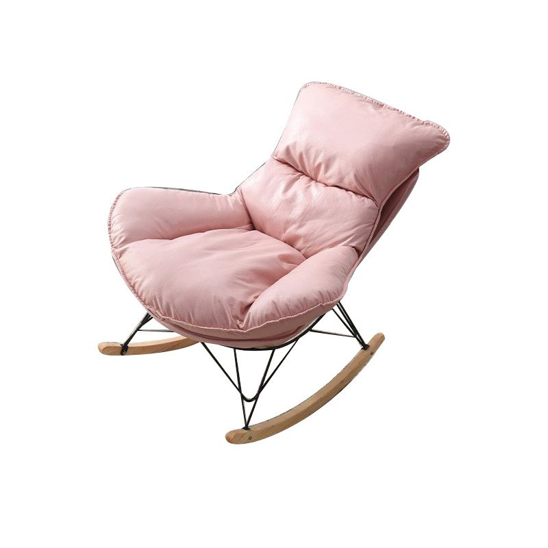 Modern Rocker Chair Metal Frame Dirt Resistant Spindle Rocker Chair with Cushions