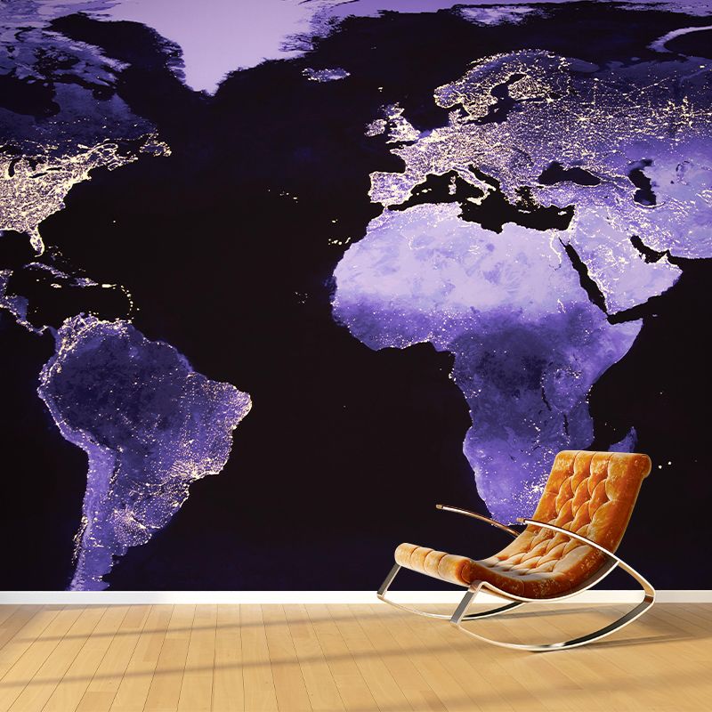 Mildew Resistant Modern Mural Wallpaper with World Map Pattern for Decoration