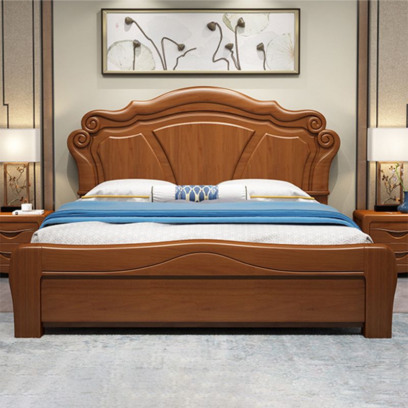 Traditional Panel Camelback with Headboard Pine Wood Standard Bed