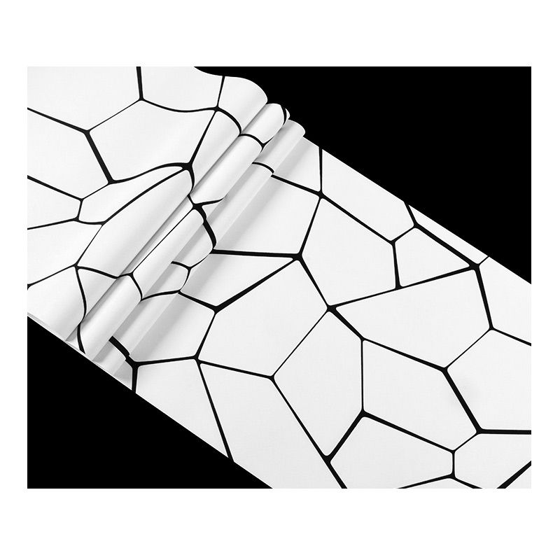 Crackle Look Wallpaper Roll Modern Compact Geometric Wall Art in White, 31' x 20.5"