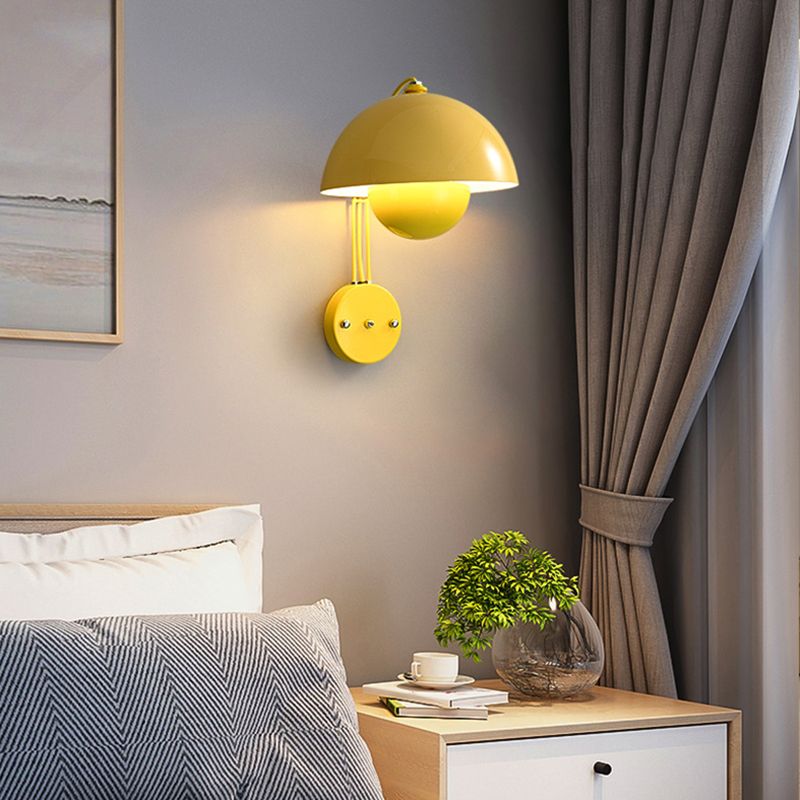Nordic Style Metal Wall Mount Light Dome Shape Colorful Wall Lamp for Living Room