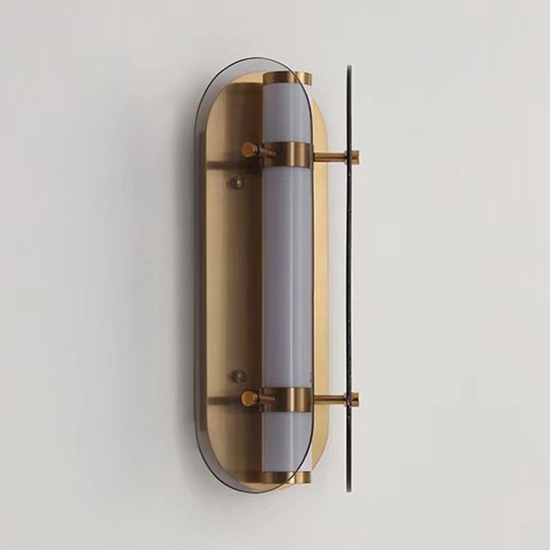 Modern Glass Wall Sconce Cylinder Shape Wall Light with Acrylic Shade for Living Room
