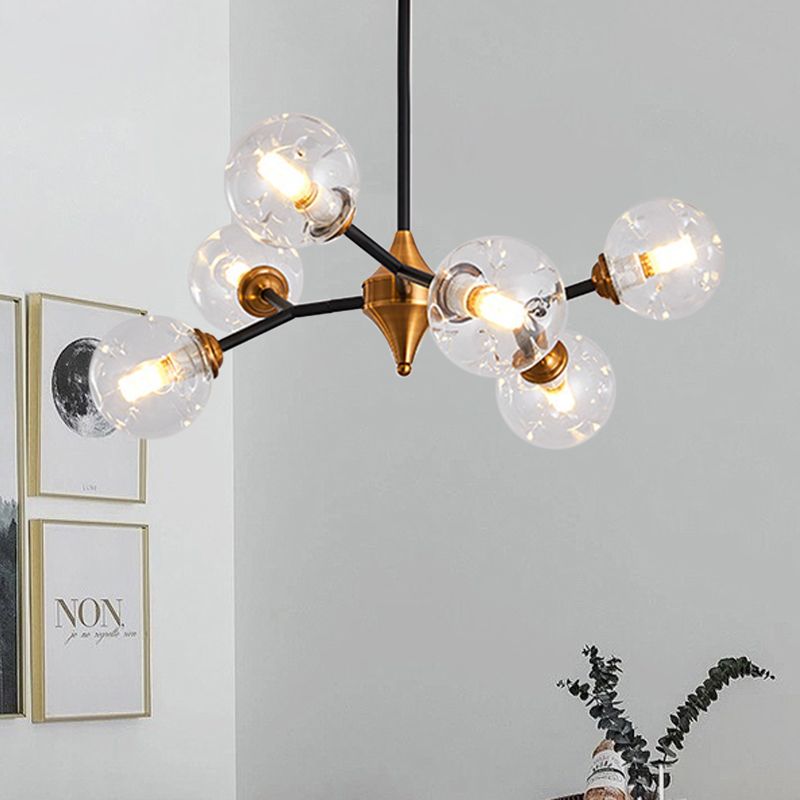 Nordic Bubble Hanging Lamp Kit Clear/Amber/Smoke Gray Dimpled Glass 6/10 Heads Chandelier Lamp for Dining Room