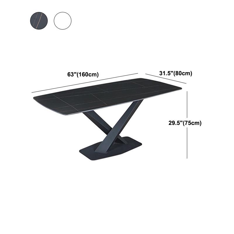 Simple Stone Top Dinette Table Metal Base Dining Table for Living Room
