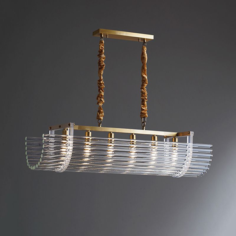 Modern Style Island Light Clear Glass Hanging Light for Dining Room