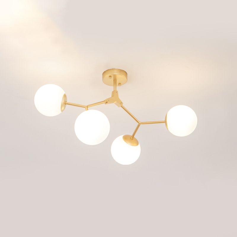 Glass Starburst Ceiling Mount Light Fixture Simplicity Style Gold Ceiling Flush Mount