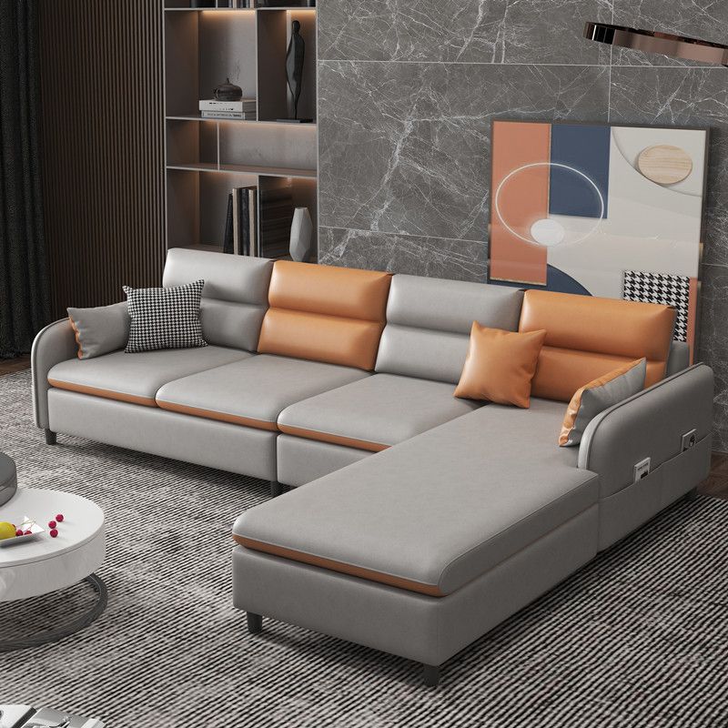 Right Hand Facing L-Shape Sectional with Square Arm and Storage