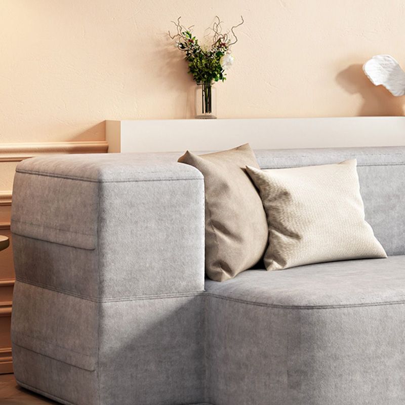 Contemporary Grey Convertible Sofa Upholstered Square Arms Sleeper Sofa