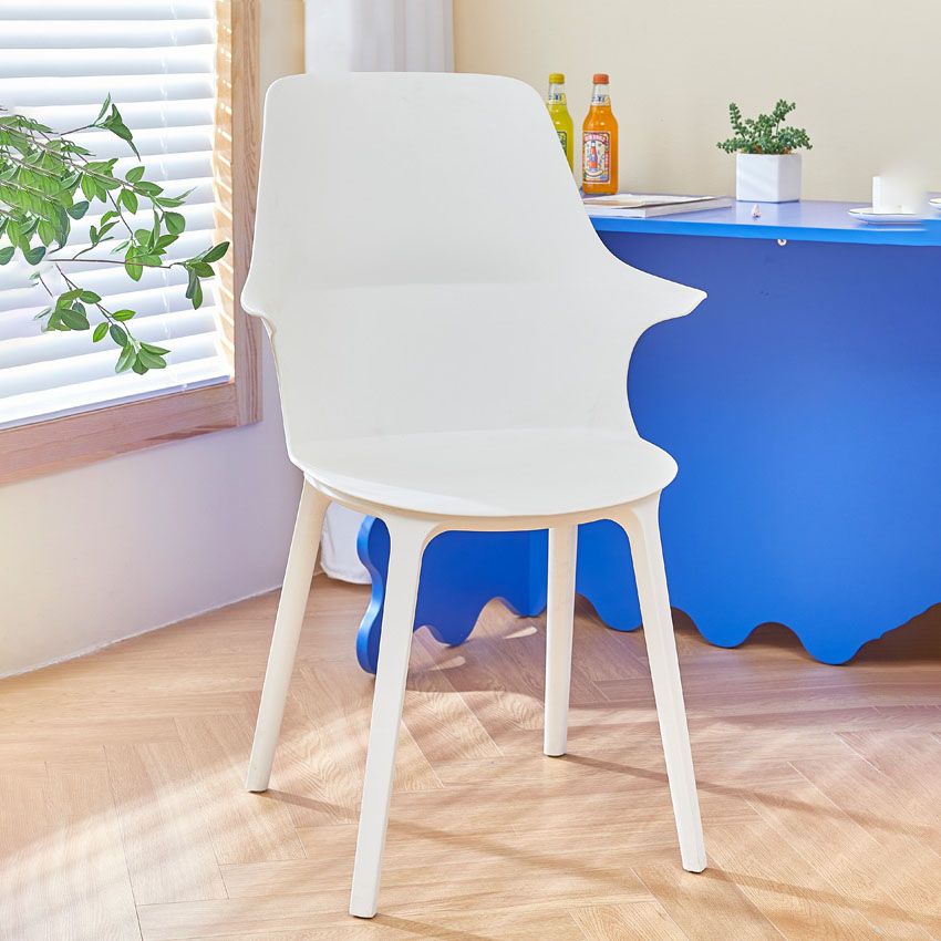 Plastic Side Chair Scandinavian Style Arm Solid Back Chairs for Home