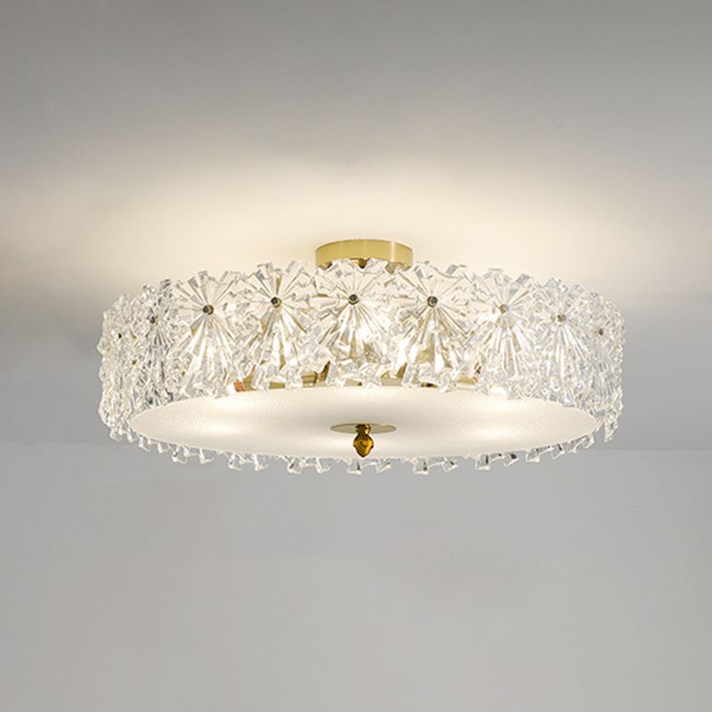 Semi Mount Lighting Vintage Drum Glass Semi Flush Light Fixture