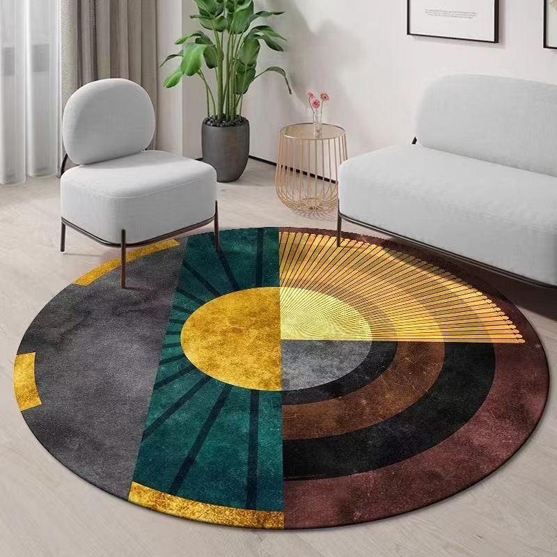 Gorgeous Living Room Carpet Trendy Round Area Rug Polyester Non-Slip Backing Indoor Rug