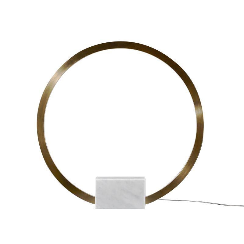 Modern Style Circle Shape Table Lamp Metal 1-Light Night Table Lamp in White