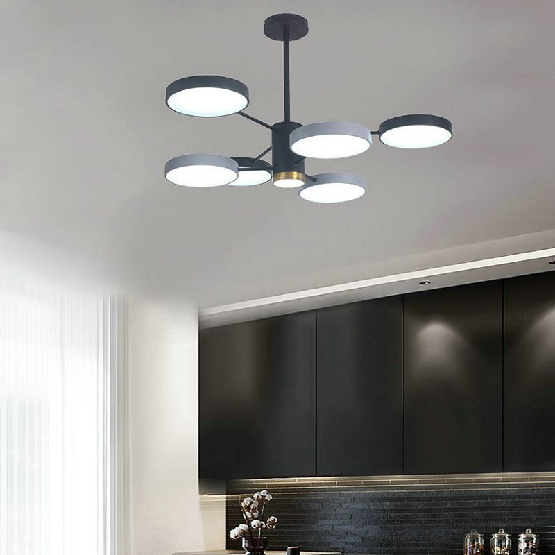 Round Shape Chandelier Modern Macaroon Iron Down Lighting Pendant for Living Room