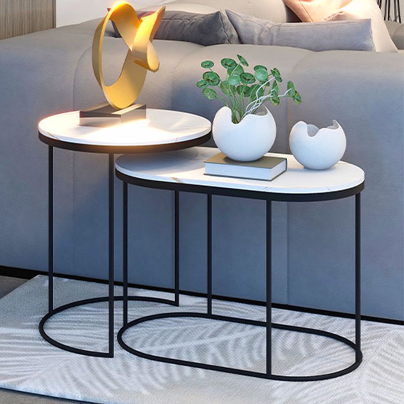 Luxurious Stone Top End Table Metal Frame Sofa Side Accent Table