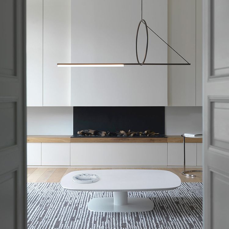 Linear Pendant Chandelier Modern Minimalist Style Metal Hanging Light