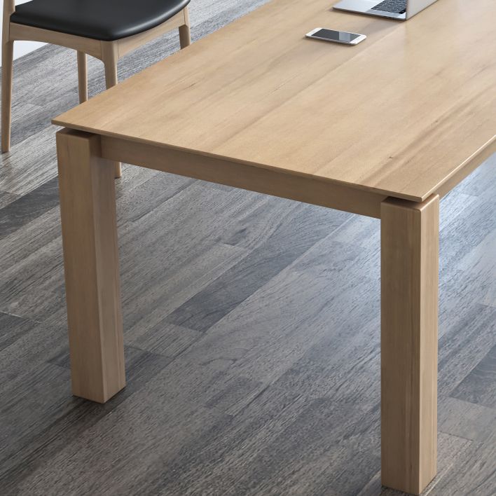Rectángulo 4 patas Mesa de comedor de mediados de siglo Mesa fija de madera sólida para cocina