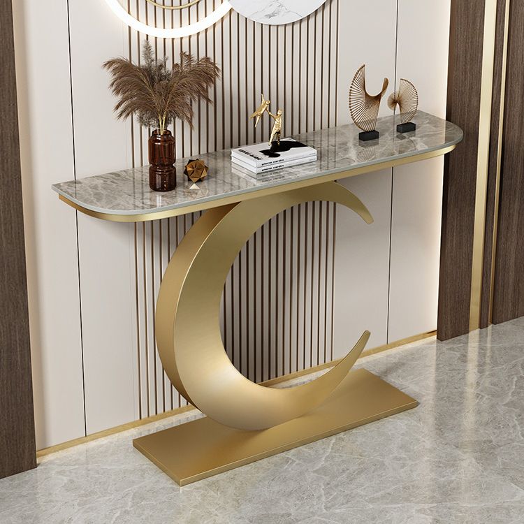 31.5-inch Tall Stone Console Table Stain Resistant Accent Table with Shelf