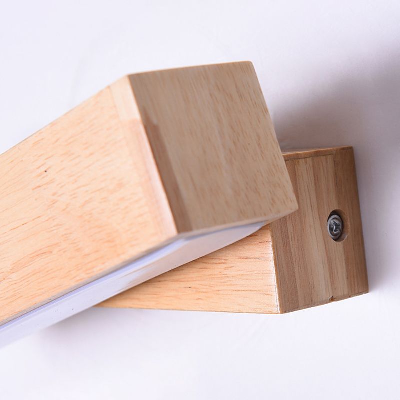 270 ° Rotatable Massivholz LED -Wandlampe 8.3 "breites nordisches Einfachheit rechteckiger Leuchtenlicht