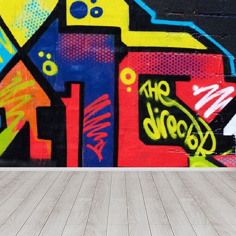 Art mural non tissé de couleur claire de graffiti extra large pour la décoration intérieure, personnalisé