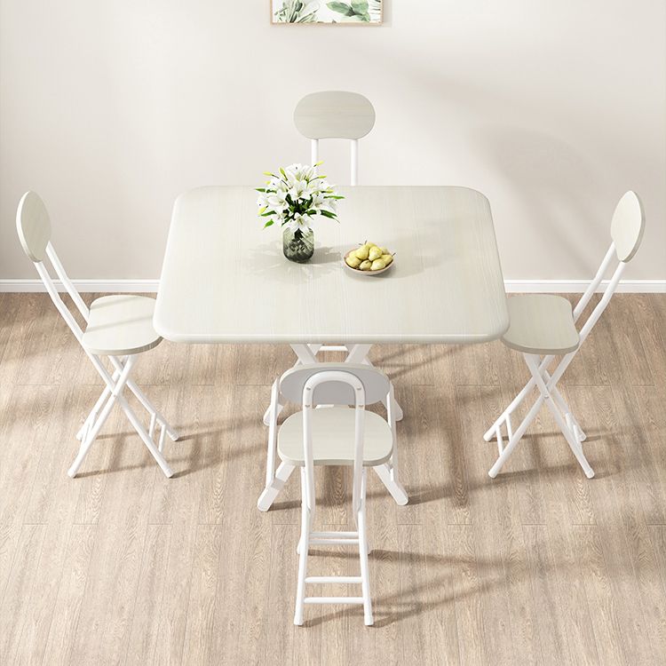 Modern Folding Wood Top Dining Table with Metal Leg for Living Room