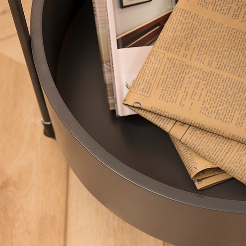 Round Ceramics Top Side Table 24.8" Tall Iron Base End Table with Shelf