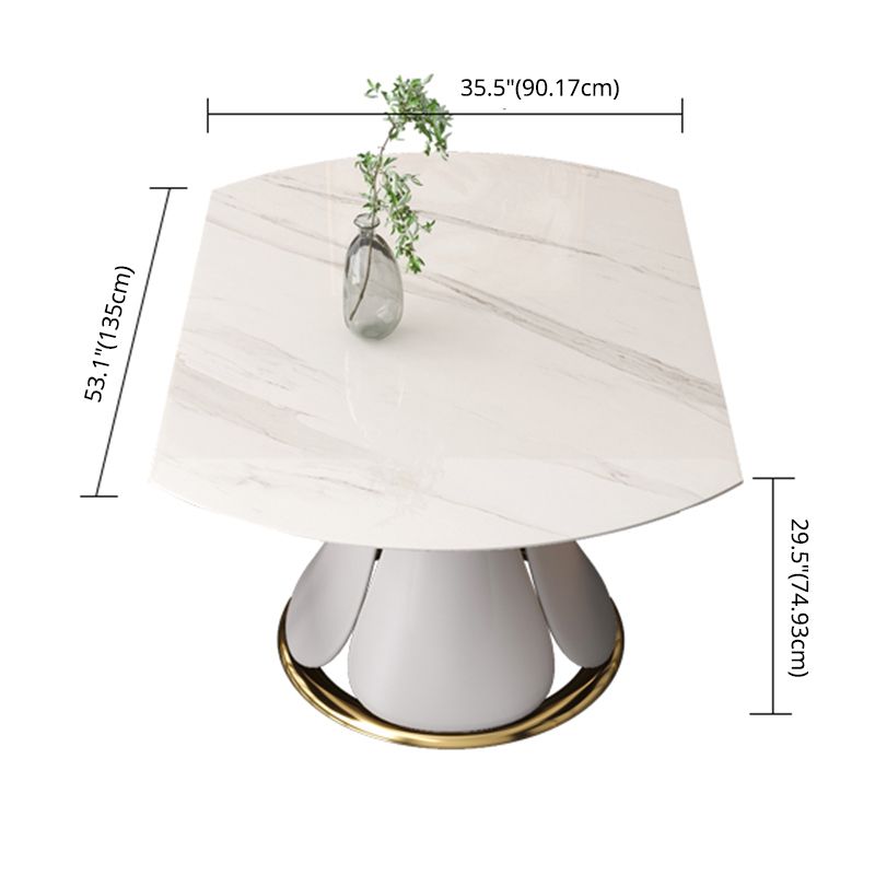 Contemporary Style Sintered Stone Dining Table with Built-in Storage Layer and Pedestal Base