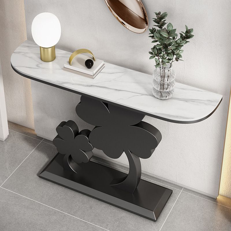 Glam Half Moon Console Table Scratch Resistant Accent Table for Hall