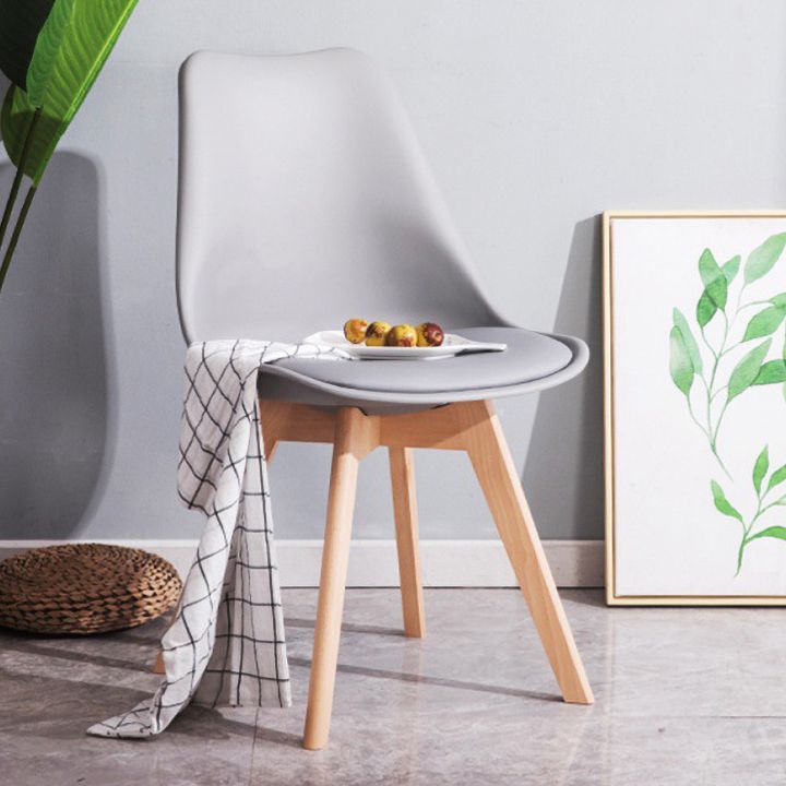 Sedia da pranzo in plastica moderna di faggio solido faggio, sedia da pranzo in plastica