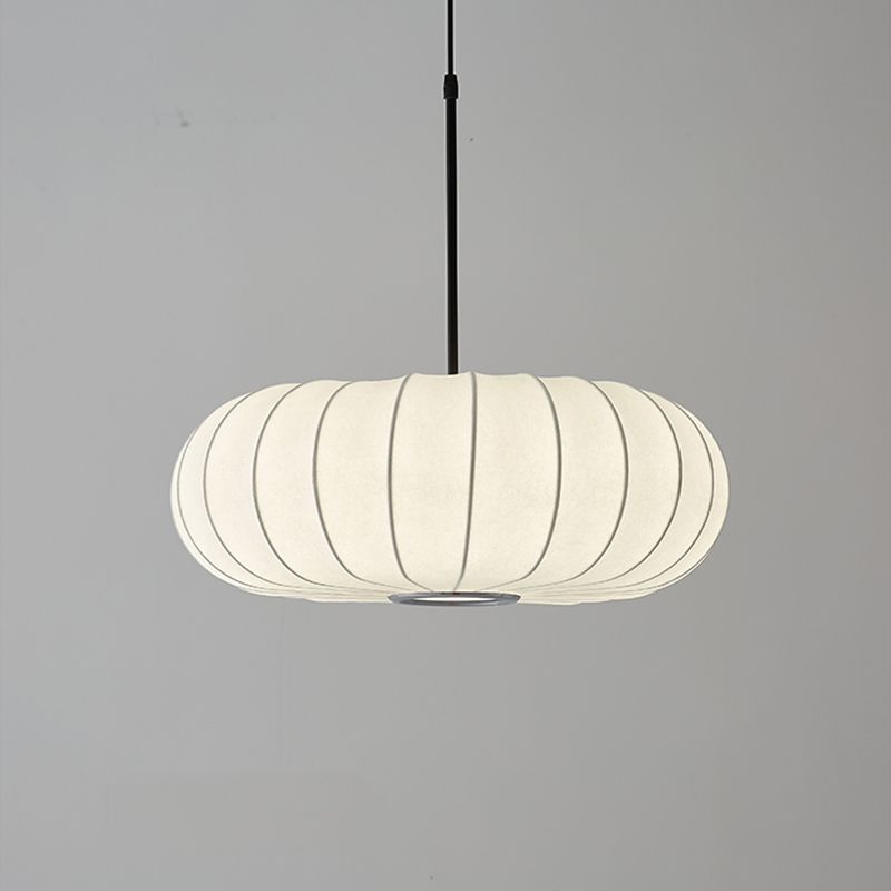 Lampada sospesa a forma di zucca bianca Simplicità a 1 luci a soffitto di seta per sala da tè